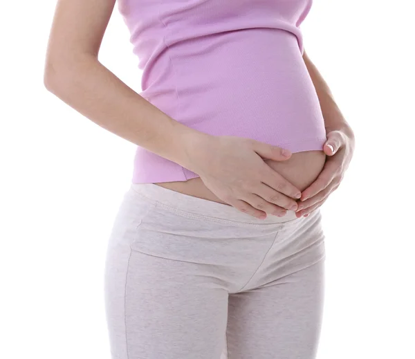 Kobieta w ciąży, na białym tle — Zdjęcie stockowe