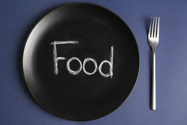 Piatto con parola FOOD — Foto Stock
