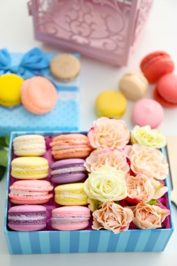 Kutusunda lezzetli macaroons 