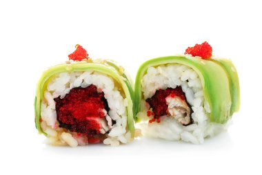 suşi rulo üzerinde beyaz izole