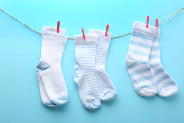 Baby socks hanging — Stock Photo, Image