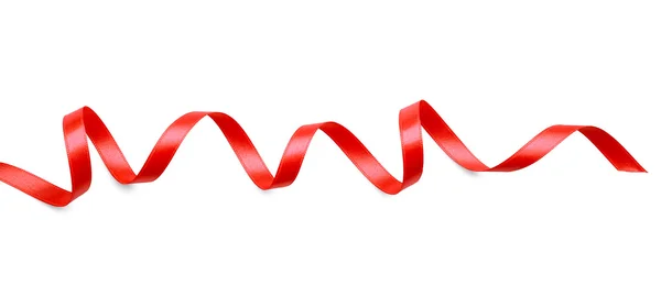 Red ribbon on white — Stock Photo, Image