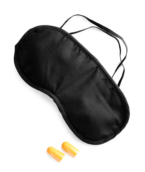 Sleeping mask and earplugs — Stock Photo, Image