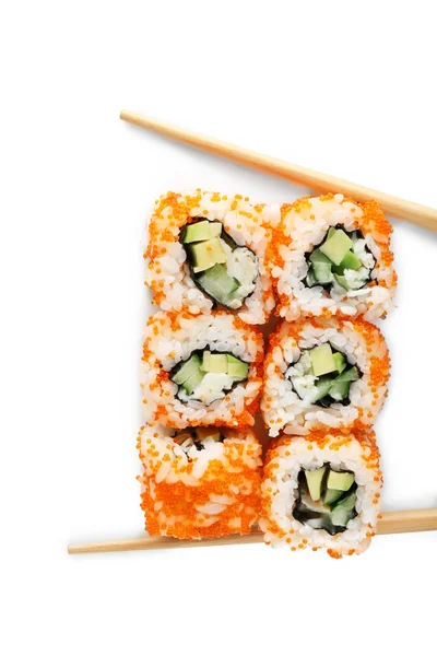 Rotoli di sushi con bacchette — Foto Stock