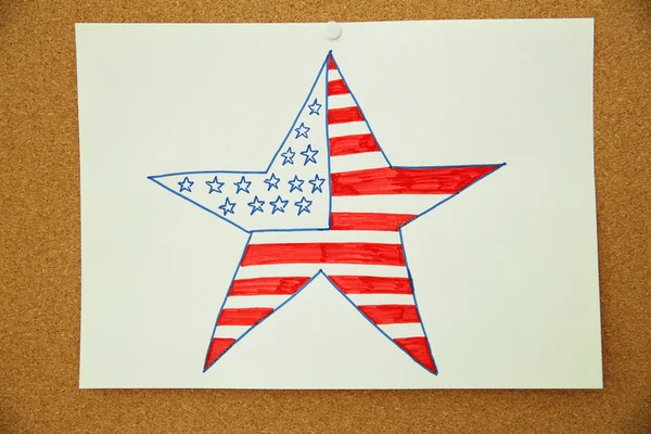 Barns teckning av amerikanska flaggan — Stockfoto