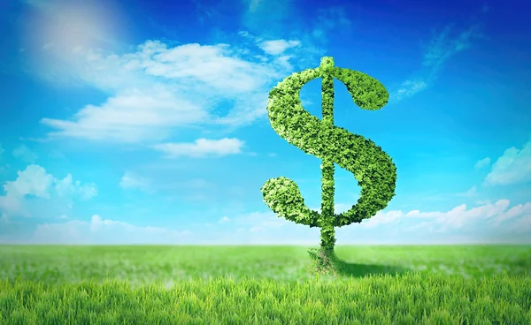 Dollar sign made of tree leaves — Stock Photo, Image