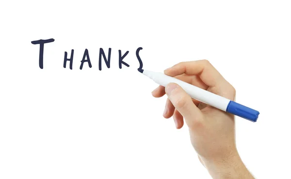 Male hand with marker isolated — Stock Photo, Image