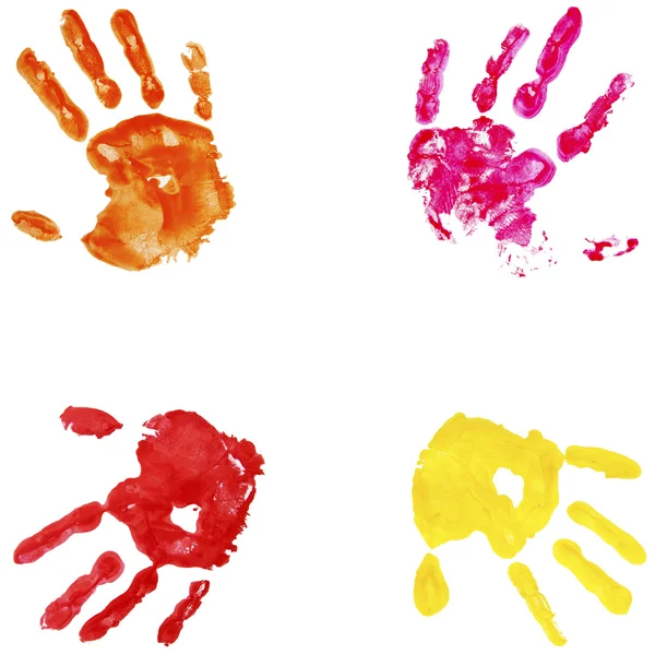 Collection of colorful hand prints — Stock Photo, Image