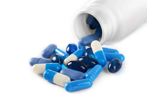 Pilules bleues sur fond — Photo