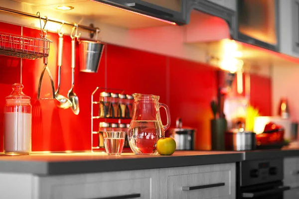 Modern kitchen interior with stove — Stock Photo, Image