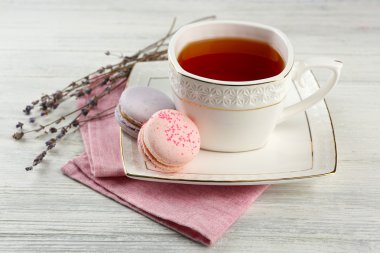 Çay lezzetli macaroons 