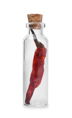 Beyaz arka planda cam şişe