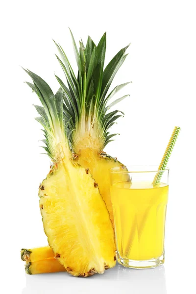 Pineapple and cup of juice — Stock Photo, Image