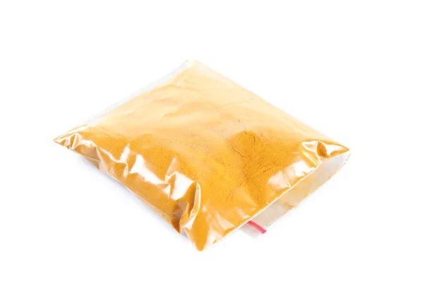 Κουρκούμη σκόνη σε πλαστικό φερμουάρ τσάντα — Φωτογραφία Αρχείου