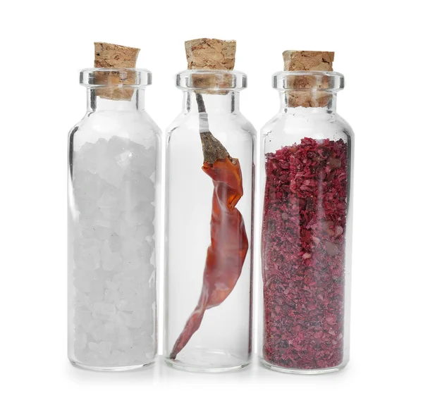 Inne przyprawy sypkie w szklanych butelkach — Zdjęcie stockowe