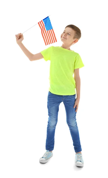 Junge und amerikanische Flagge — Stockfoto