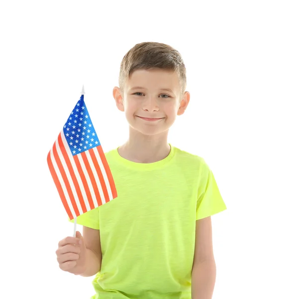 소년과 미국 국기 — 스톡 사진