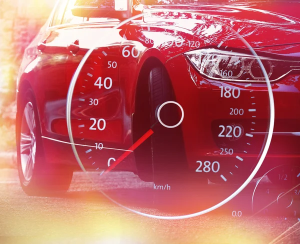 Speedometer on  background of  car — Stock Photo, Image