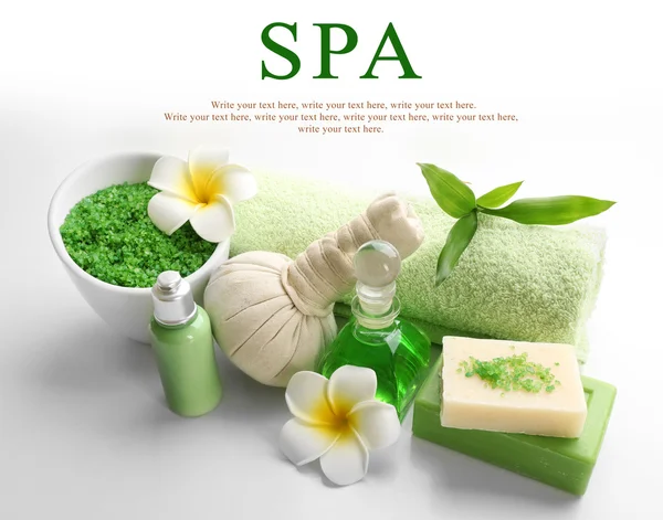 Spa set with exotic flowers — Stock Photo, Image