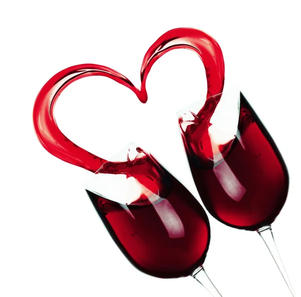 Schizzo di vino a forma di cuore — Foto Stock