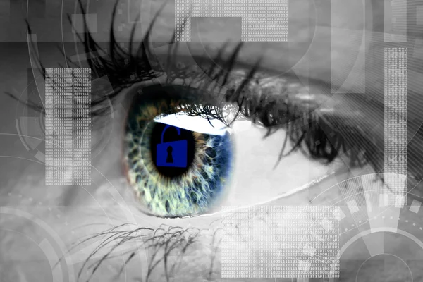 Menschliches Auge mit Knopf im Inneren — Stockfoto