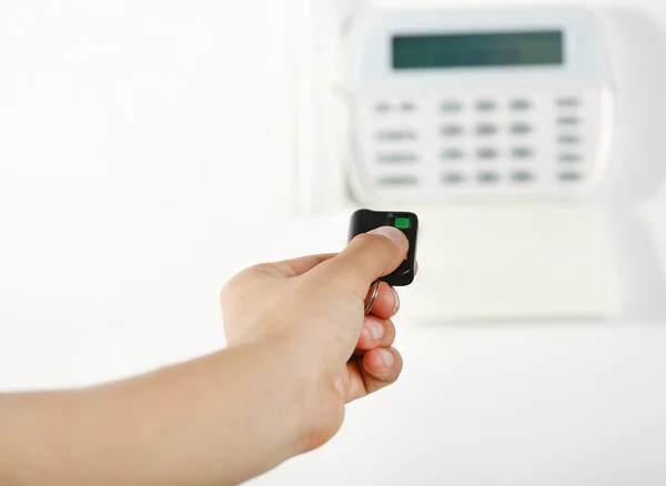 Male hand using electronic key — Stock Photo, Image