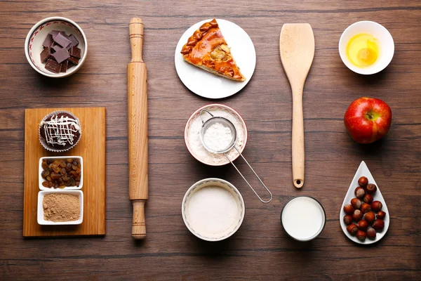 Zutaten für Kuchen. flache Lage — Stockfoto