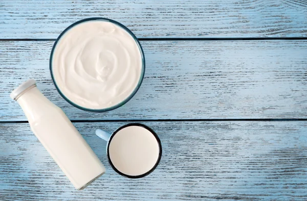 Dairy products on table — Stock Photo, Image