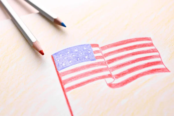 Disegno bambino della bandiera americana — Foto Stock