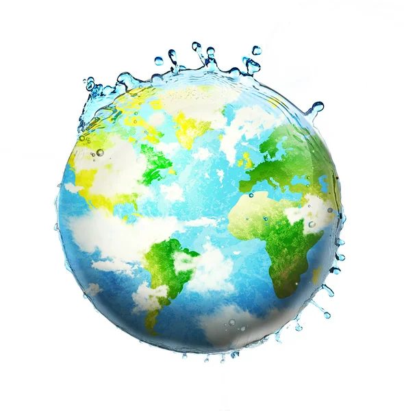 Globe with water isolated — Stock Photo, Image