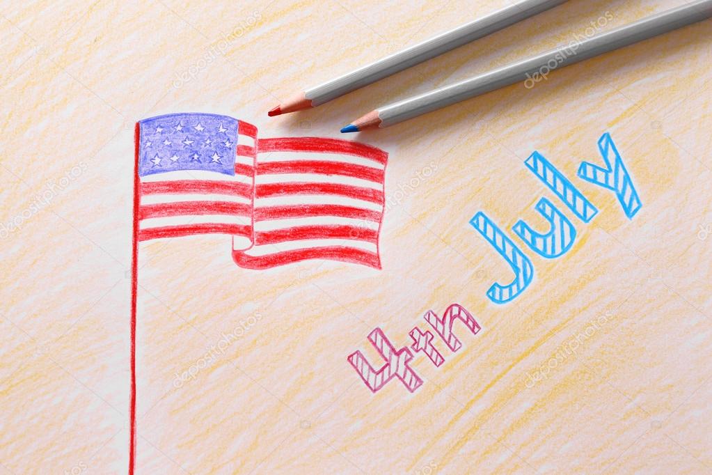 child drawing of american flag stock photo belchonock 114935432