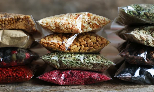 spices in plastic zipper bags