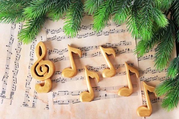 Chiave di violino di Natale e note musicali — Foto Stock