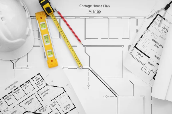 Dibujos de construcción primer plano —  Fotos de Stock