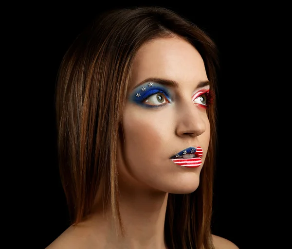 Fille avec USA maquillage — Photo