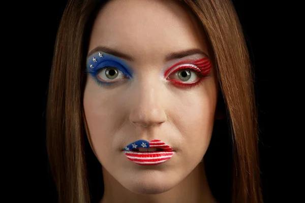 Girl with USA makeup — Stock Photo, Image