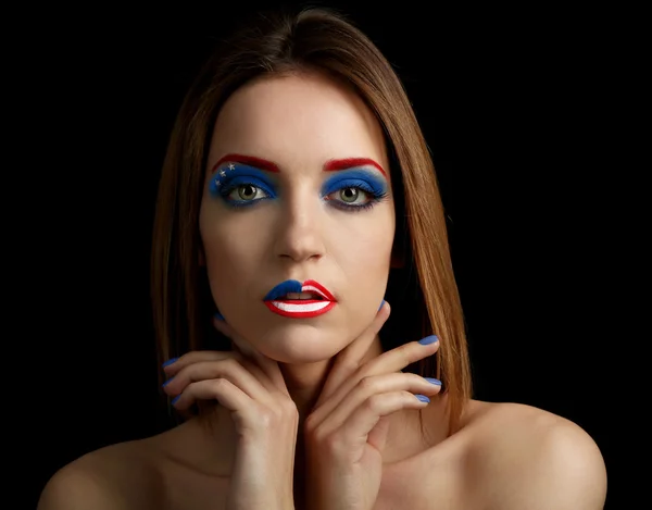 Girl with USA makeup — Stock Photo, Image