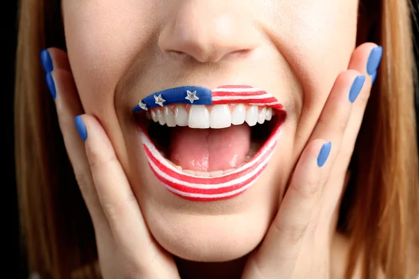 Girl with USA makeup — Stock Photo, Image