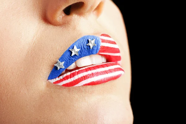 Girl with USA makeup — Stock Photo, Image