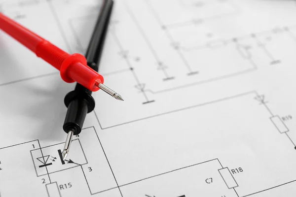 Cables on electrical drawing — Stock Photo, Image