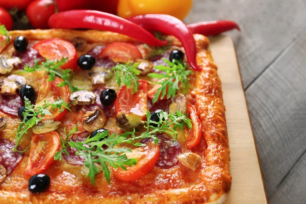 Rectangle delicious pizza — Stock Photo, Image