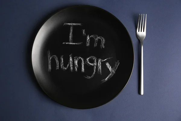 Lemez szöveggel, én vagyok éhes — Stock Fotó