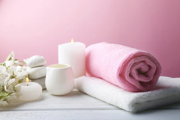 Spa treatment with blooming branch — Stock Photo, Image