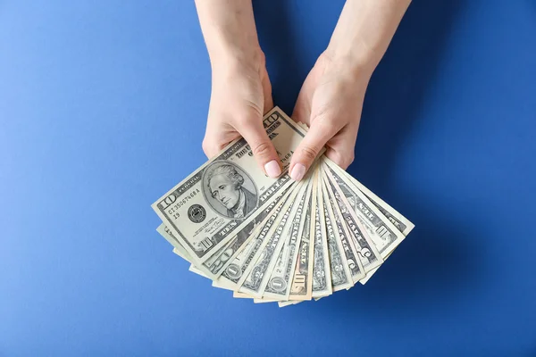 Woman hands holding money — Stock Photo, Image