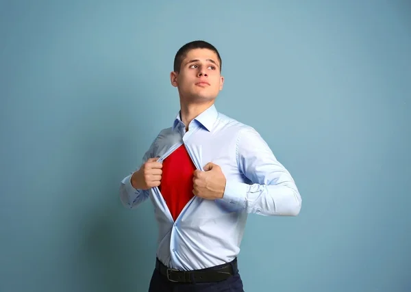 Young businessman super hero — Stock Photo, Image