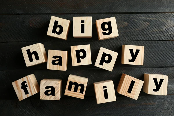 Words BIG HAPPY FAMILY — Stock Photo, Image