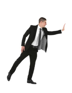 yakışıklı işadamı, üzerinde beyaz izole