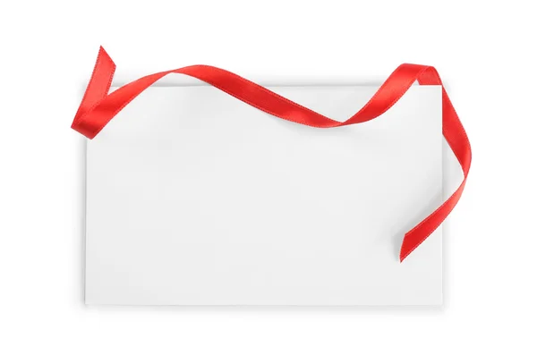 Note card with red ribbon — Stock Photo, Image