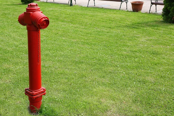 緑の芝生に赤い消火栓 — ストック写真