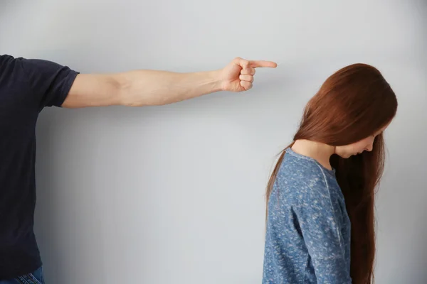 Family problems concept. Father punishing daughter — Stock Photo, Image